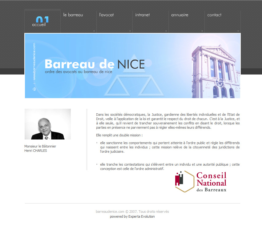 Création site internet à Nice pour le Barreau de Nice