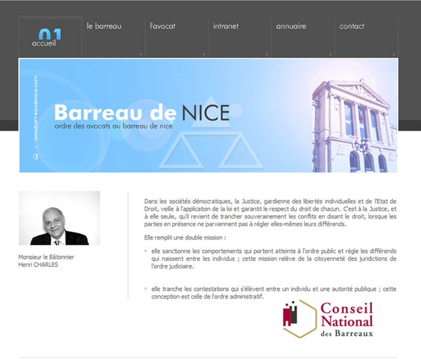 Création site internet à Nice pour le Barreau de Nice